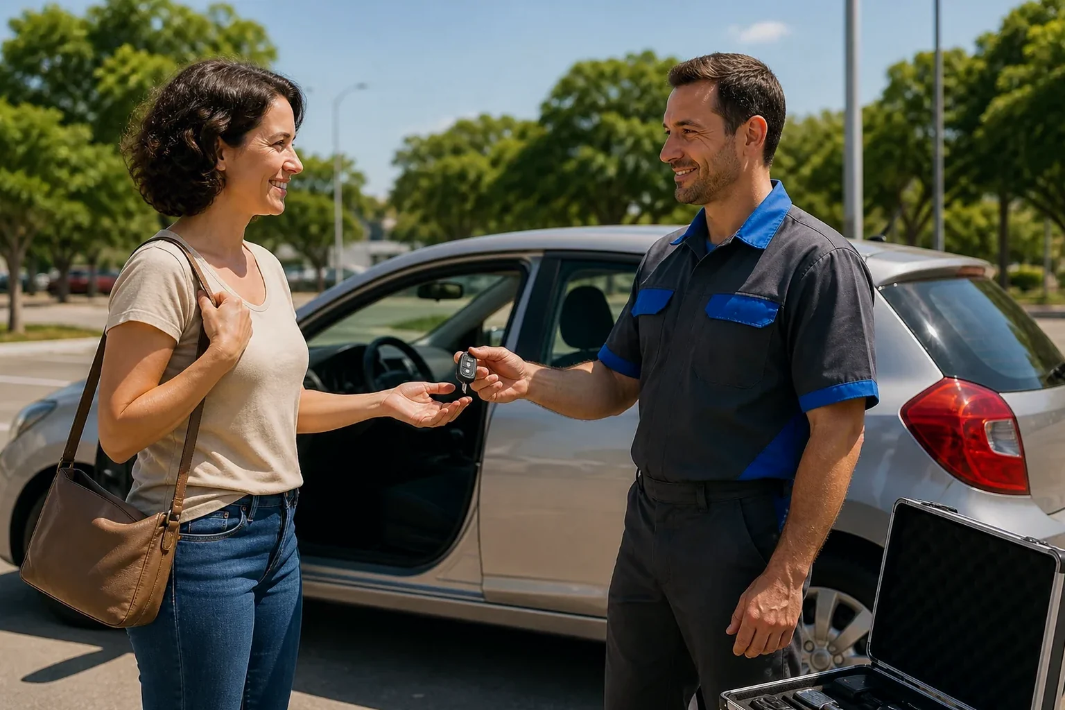 Chaveiro em Taubaté abrindo um carro com equipamentos específicos.